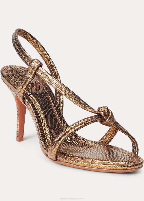 Kvinder Ralph Lauren metallisk sandal i kalveskind Z426B5108