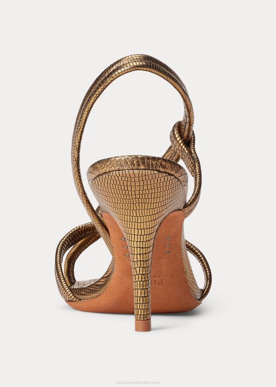 Kvinder Ralph Lauren metallisk sandal i kalveskind Z426B5108