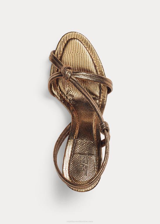 Kvinder Ralph Lauren metallisk sandal i kalveskind Z426B5108
