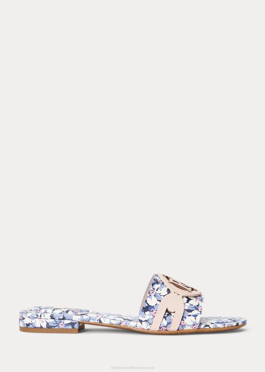 blå/creme/pink Kvinder Ralph Lauren alegra blomstret slidesandal i læder Z426B4995
