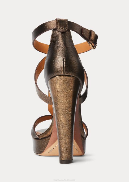 bronze Kvinder Ralph Lauren dakota metallisk kalveskindssandal Z426B9648