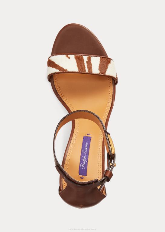 brun/creme Kvinder Ralph Lauren channing welington poleret sandal Z426B9667