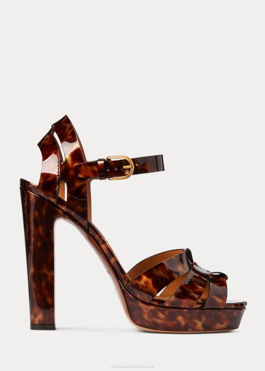 brun multi Kvinder Ralph Lauren callahan sandal i patenteret kalveskind Z426B9658