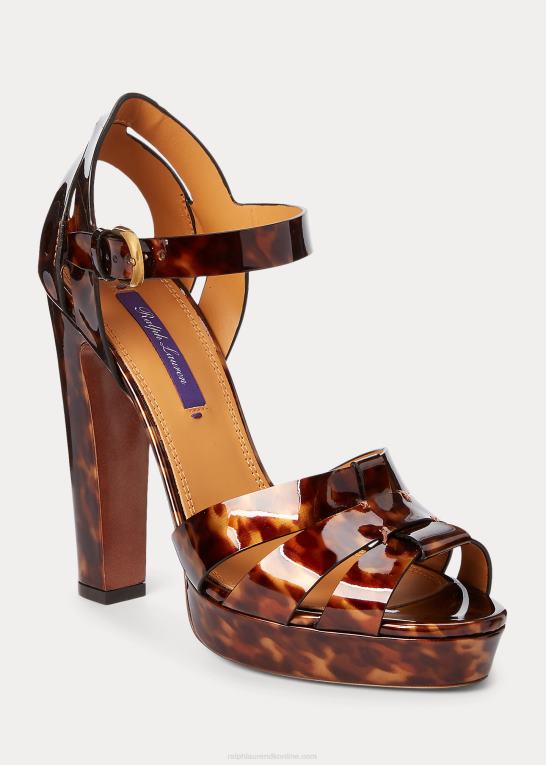 brun multi Kvinder Ralph Lauren callahan sandal i patenteret kalveskind Z426B9658