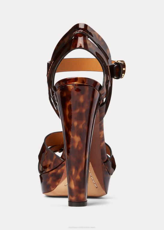 brun multi Kvinder Ralph Lauren callahan sandal i patenteret kalveskind Z426B9658