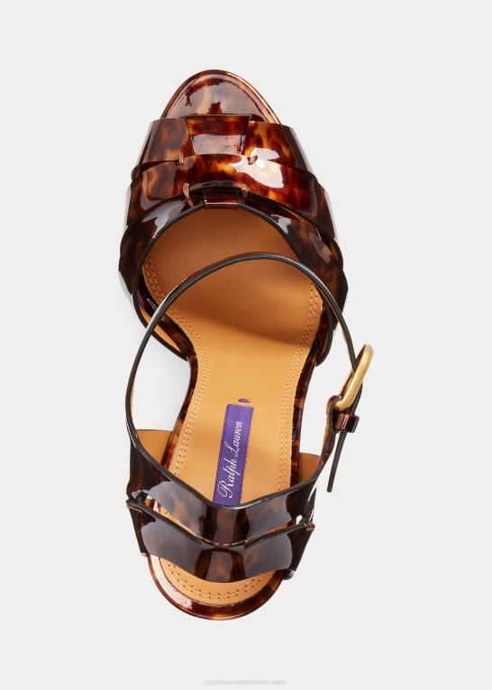 brun multi Kvinder Ralph Lauren callahan sandal i patenteret kalveskind Z426B9658