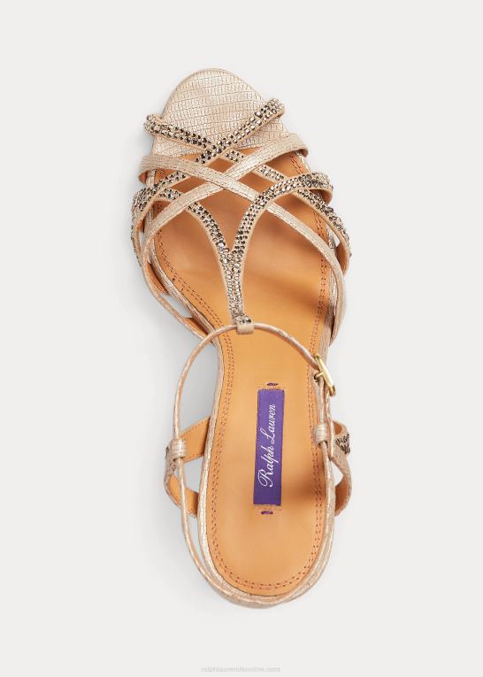 champagne Kvinder Ralph Lauren brønd udsmykket ruskind & læder sandal Z426B9650