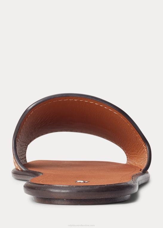cuoio Kvinder Ralph Lauren glidesandal i læder fra vachetta Z426B4968