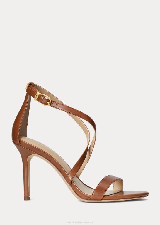 dyb sadelbrun Kvinder Ralph Lauren gabriele sandal i poleret læder Z426B5001