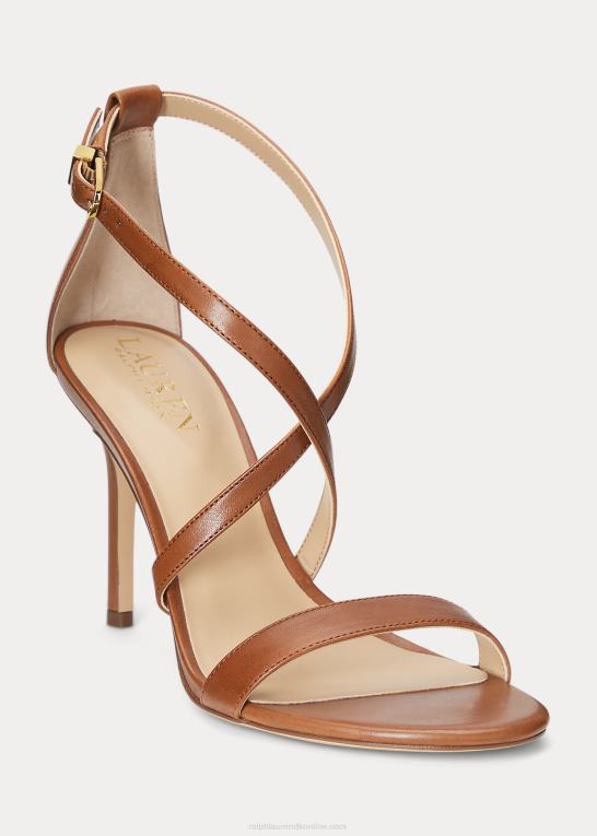 dyb sadelbrun Kvinder Ralph Lauren gabriele sandal i poleret læder Z426B5001