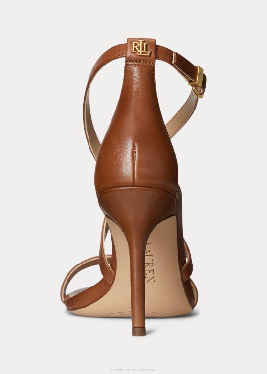 dyb sadelbrun Kvinder Ralph Lauren gabriele sandal i poleret læder Z426B5001