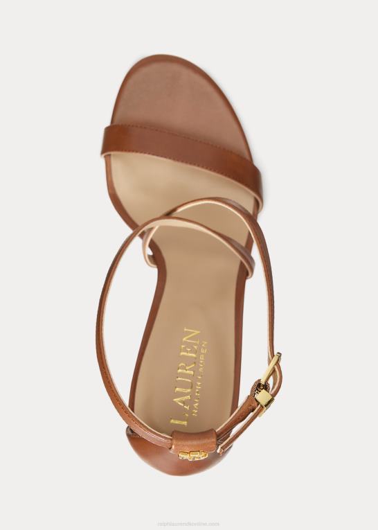 dyb sadelbrun Kvinder Ralph Lauren gabriele sandal i poleret læder Z426B5001