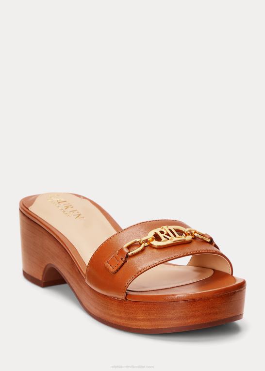 dyb sadelbrun Kvinder Ralph Lauren roxanne nappa læder sandal Z426B5013