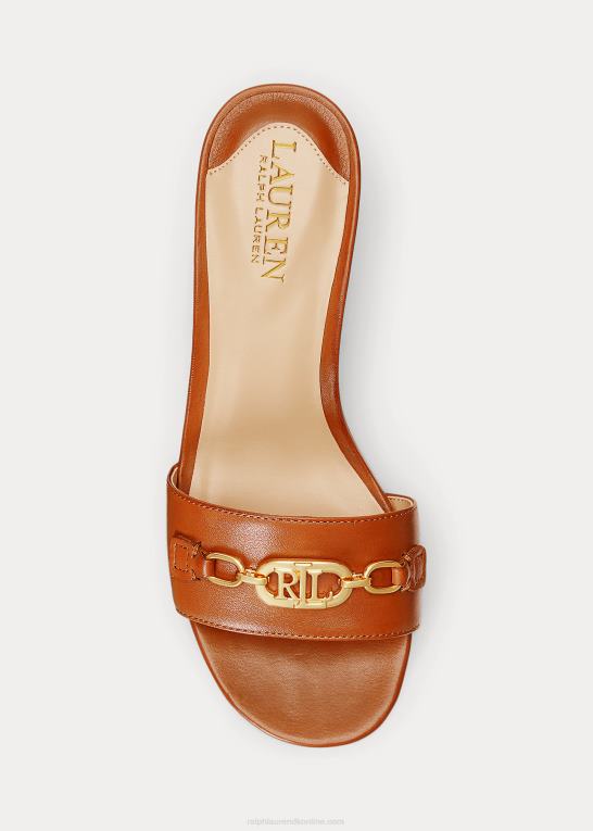 dyb sadelbrun Kvinder Ralph Lauren roxanne nappa læder sandal Z426B5013