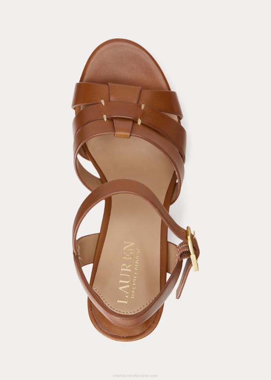 dyb sadelbrun Kvinder Ralph Lauren soffia sandal i poleret læder Z426B4997