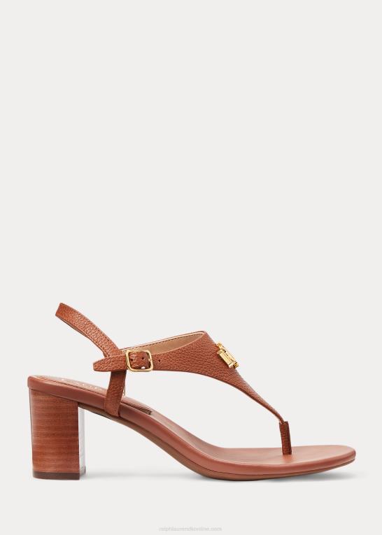 dyb sadelbrun Kvinder Ralph Lauren westcott ii sandal i tromlet læder Z426B5008