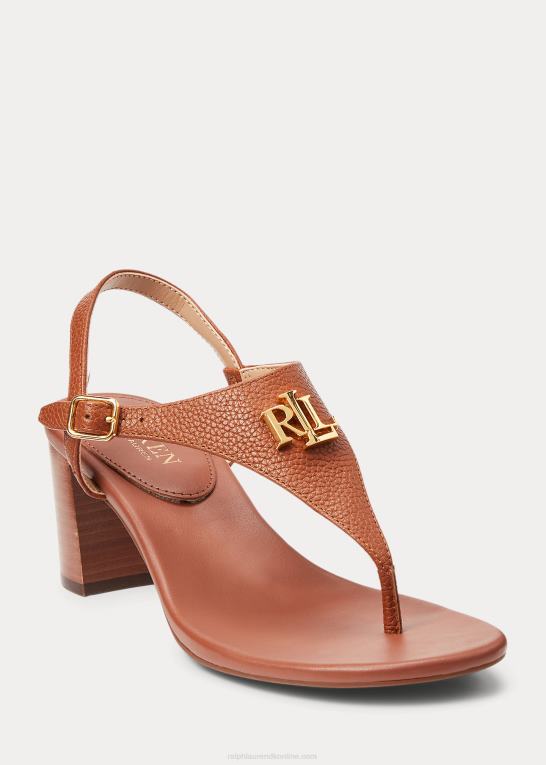 dyb sadelbrun Kvinder Ralph Lauren westcott ii sandal i tromlet læder Z426B5008
