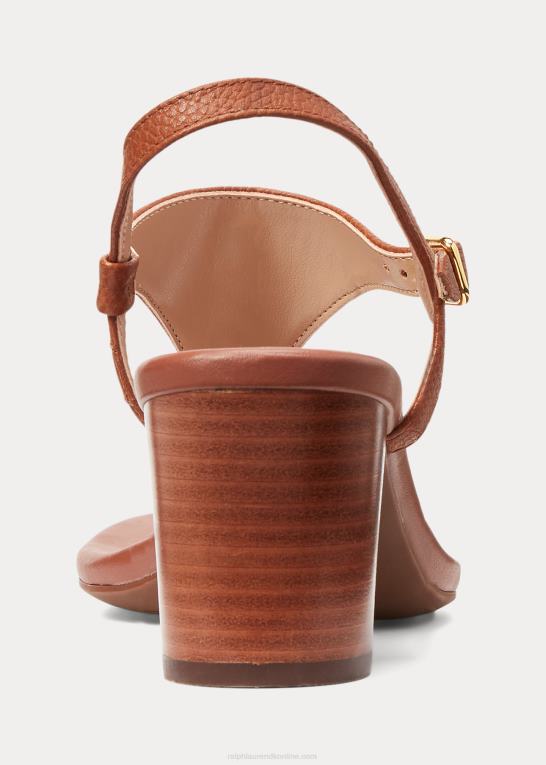 dyb sadelbrun Kvinder Ralph Lauren westcott ii sandal i tromlet læder Z426B5008