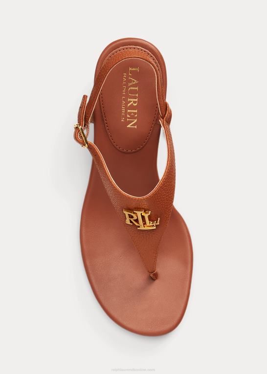 dyb sadelbrun Kvinder Ralph Lauren westcott ii sandal i tromlet læder Z426B5008