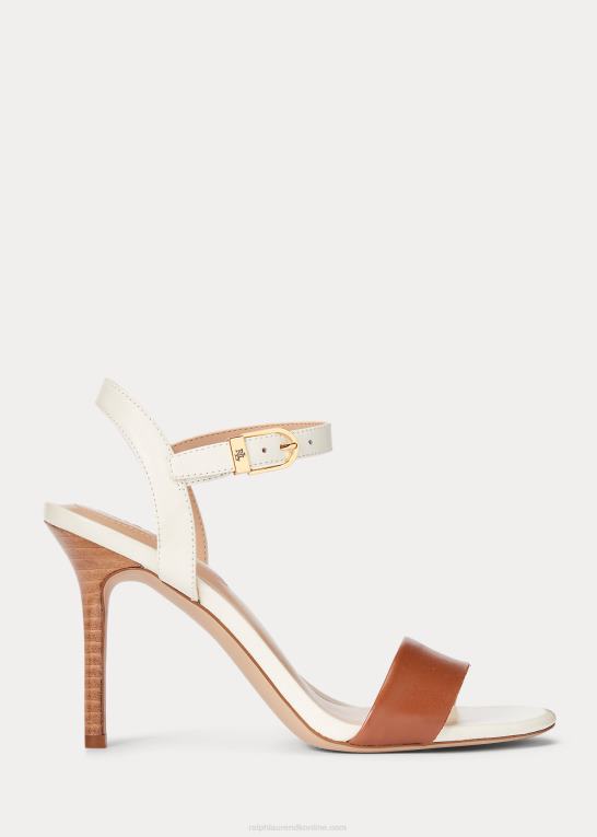 dyb sadelbrun/vanilje Kvinder Ralph Lauren gwen nappa læder sandal Z426B5018