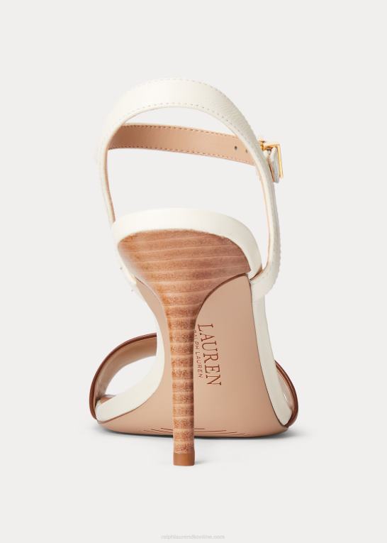 dyb sadelbrun/vanilje Kvinder Ralph Lauren gwen nappa læder sandal Z426B5018