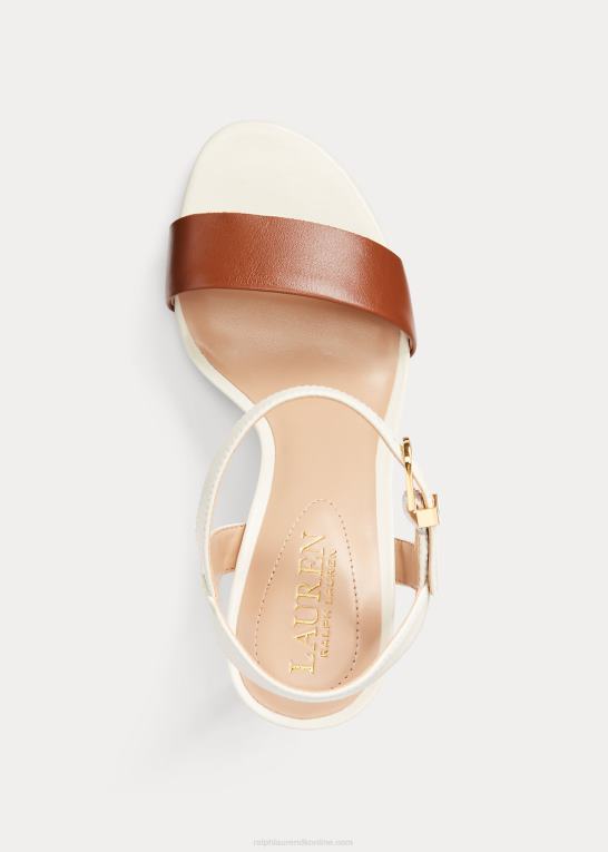dyb sadelbrun/vanilje Kvinder Ralph Lauren gwen nappa læder sandal Z426B5018