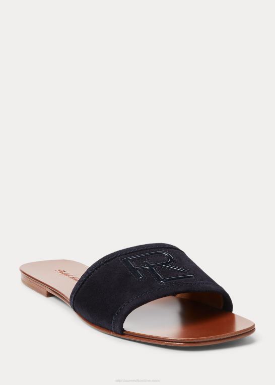 flåde Kvinder Ralph Lauren andela glidesandal i kalveruskind Z426B4978