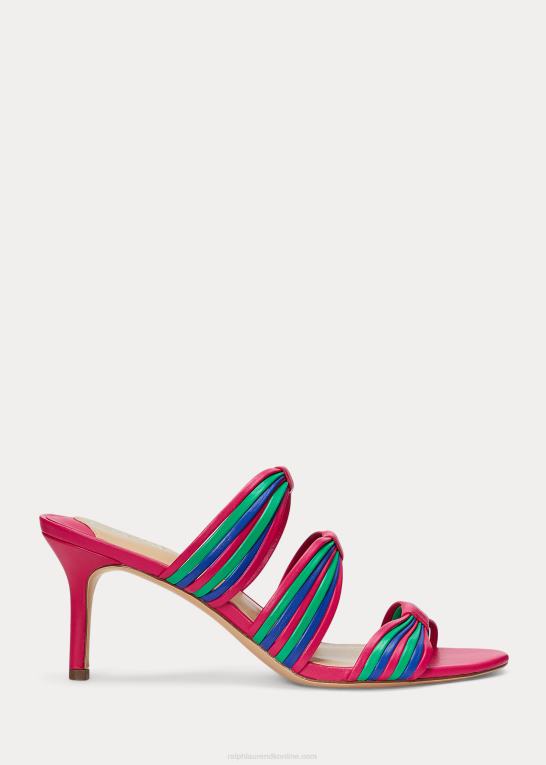 flerfarvet/pink Kvinder Ralph Lauren lorraine stribet nappa læder sandal Z426B4996
