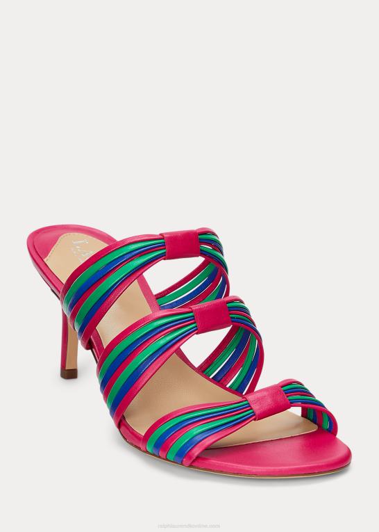 flerfarvet/pink Kvinder Ralph Lauren lorraine stribet nappa læder sandal Z426B4996