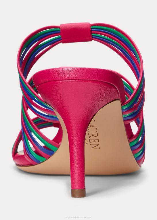 flerfarvet/pink Kvinder Ralph Lauren lorraine stribet nappa læder sandal Z426B4996