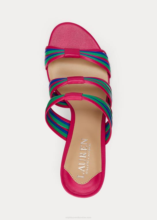 flerfarvet/pink Kvinder Ralph Lauren lorraine stribet nappa læder sandal Z426B4996