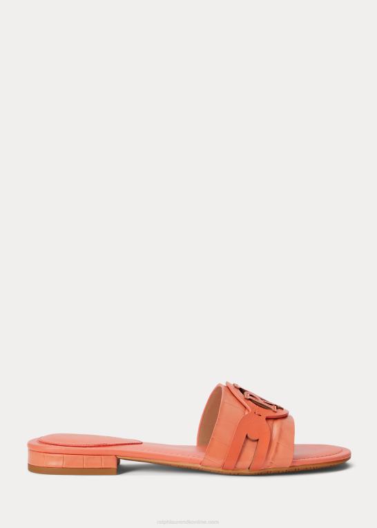 koral ved havnen Kvinder Ralph Lauren alegra krokodillepræget lædersandal Z426B9716