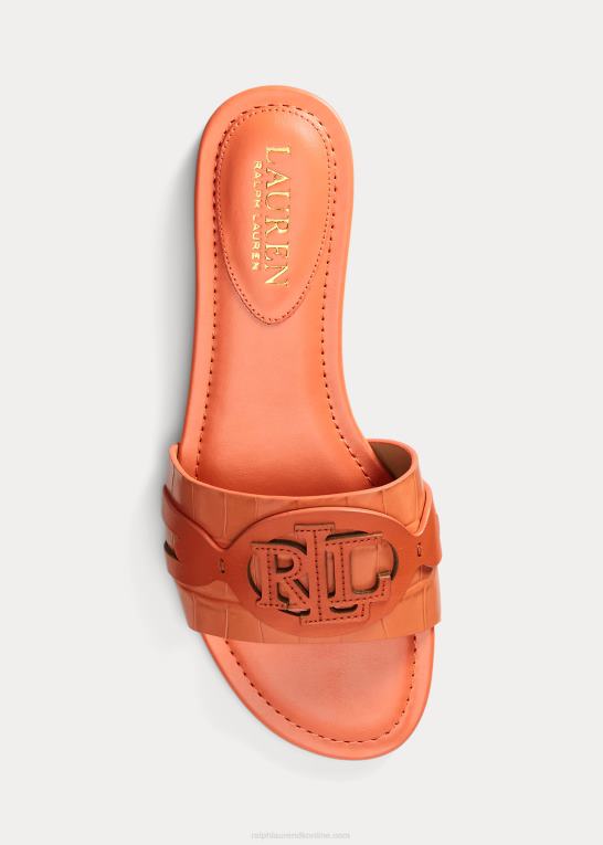 koral ved havnen Kvinder Ralph Lauren alegra krokodillepræget lædersandal Z426B9716