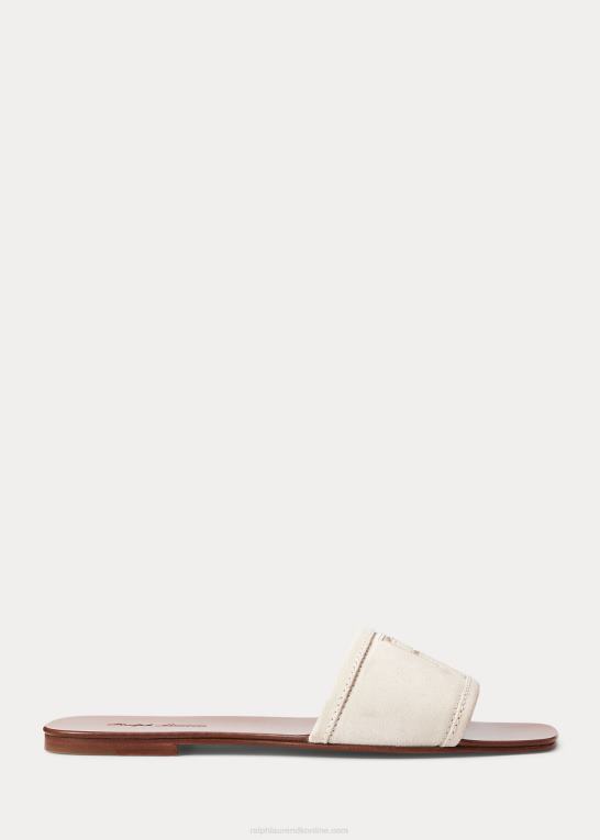 lux creme Kvinder Ralph Lauren andela glidesandal i kalveruskind Z426B4982