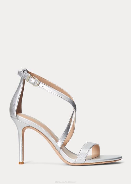 lyst sølv Kvinder Ralph Lauren gabriele metallisk lædersandal Z426B5023