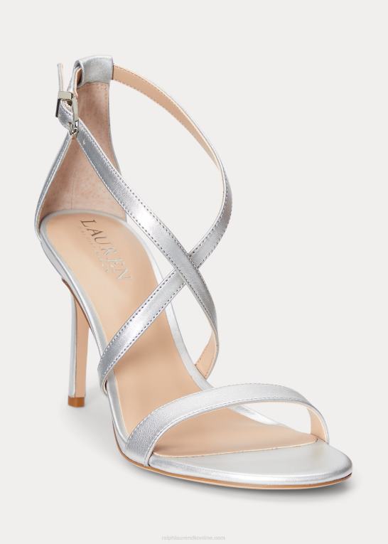 lyst sølv Kvinder Ralph Lauren gabriele metallisk lædersandal Z426B5023