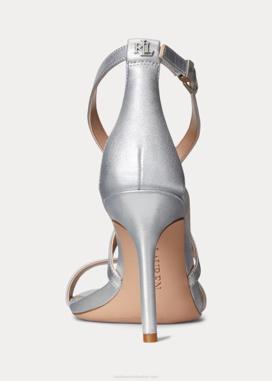 lyst sølv Kvinder Ralph Lauren gabriele metallisk lædersandal Z426B5023