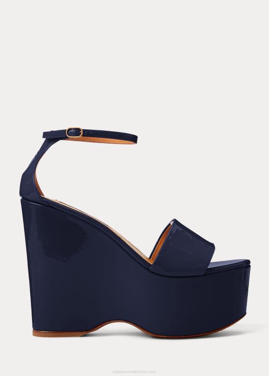 marine flåde Kvinder Ralph Lauren allston sandal i patenteret kalveskind Z426B9669