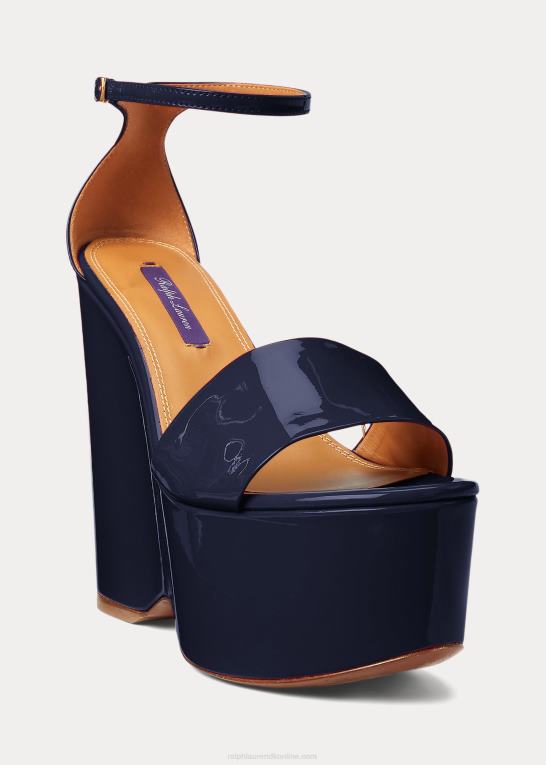 marine flåde Kvinder Ralph Lauren allston sandal i patenteret kalveskind Z426B9669