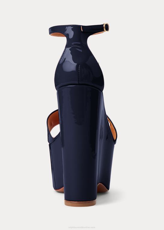 marine flåde Kvinder Ralph Lauren allston sandal i patenteret kalveskind Z426B9669