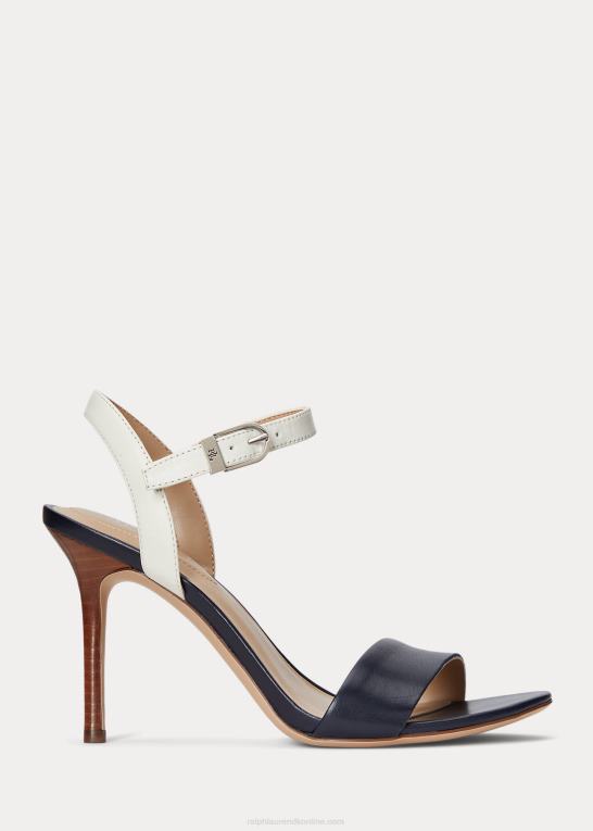 marineblå/vanilje Kvinder Ralph Lauren gwen nappa læder sandal Z426B5019