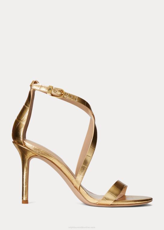 moderne guld Kvinder Ralph Lauren gabriele metallisk lædersandal Z426B5006