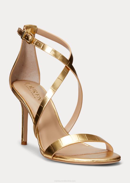 moderne guld Kvinder Ralph Lauren gabriele metallisk lædersandal Z426B5006