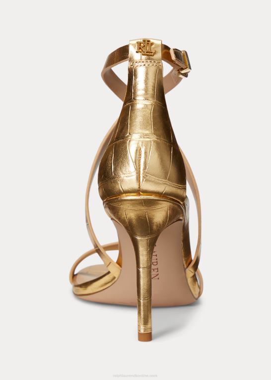 moderne guld Kvinder Ralph Lauren gabriele metallisk lædersandal Z426B5006