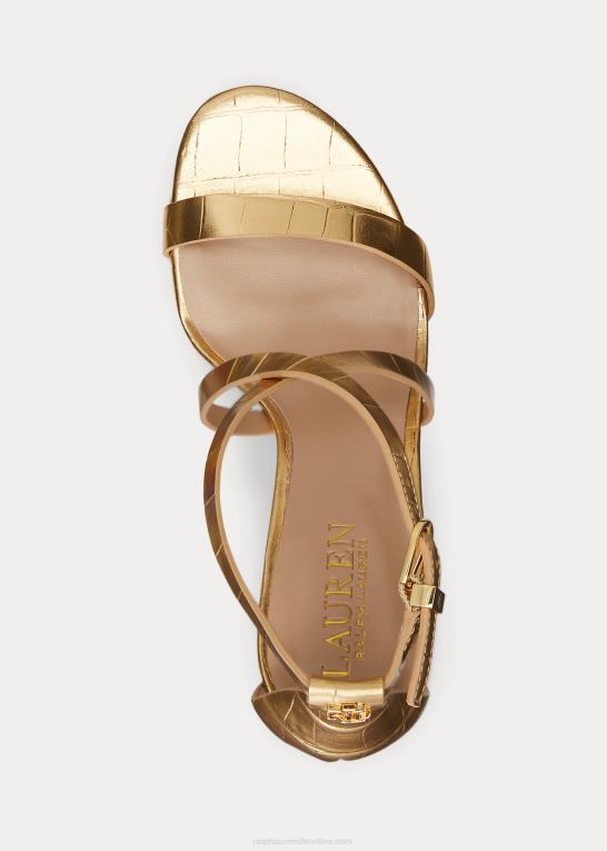 moderne guld Kvinder Ralph Lauren gabriele metallisk lædersandal Z426B5006