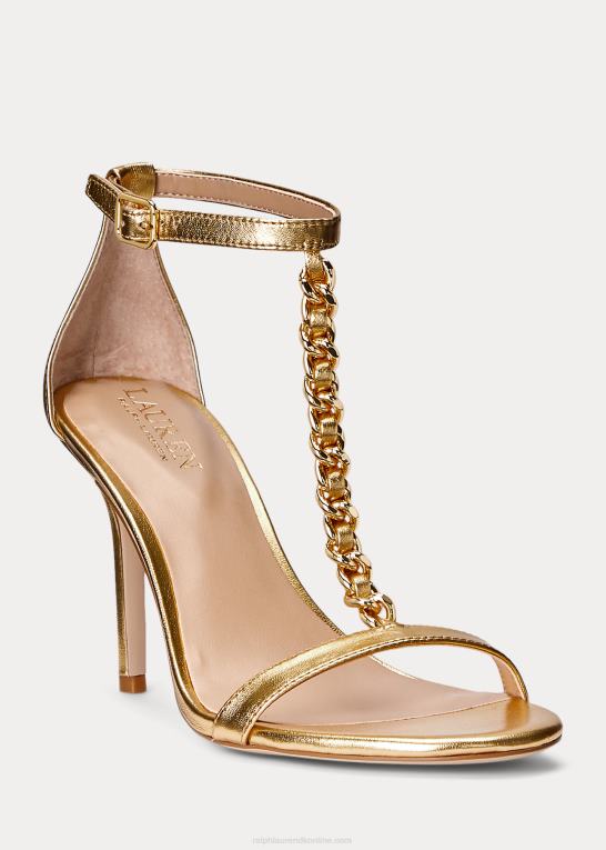 moderne guld Kvinder Ralph Lauren kate metallic nappa læder sandal Z426B9720