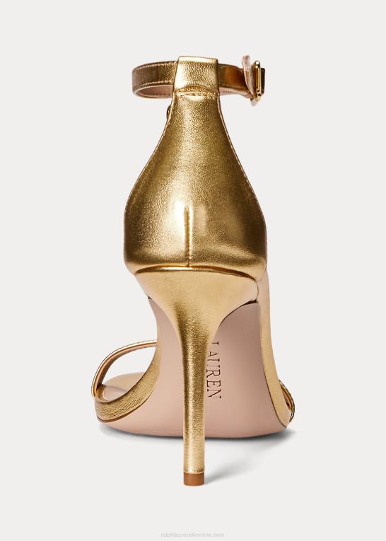 moderne guld Kvinder Ralph Lauren kate metallic nappa læder sandal Z426B9720