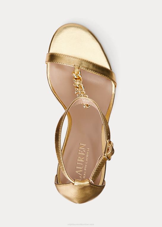moderne guld Kvinder Ralph Lauren kate metallic nappa læder sandal Z426B9720