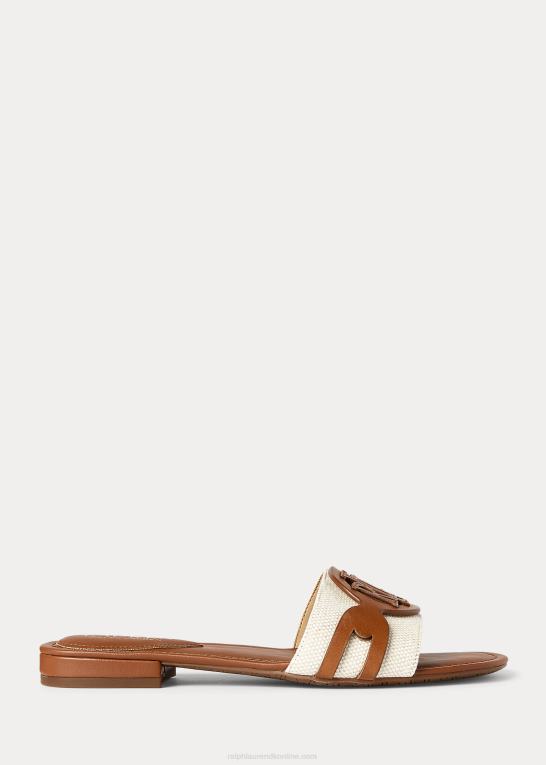 naturlig/dyb sadelbrun Kvinder Ralph Lauren alegra kanvas-lædersandal Z426B4989