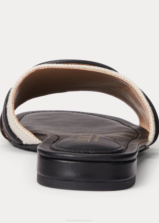naturlig/sort Kvinder Ralph Lauren alegra kanvas-lædersandal Z426B4988